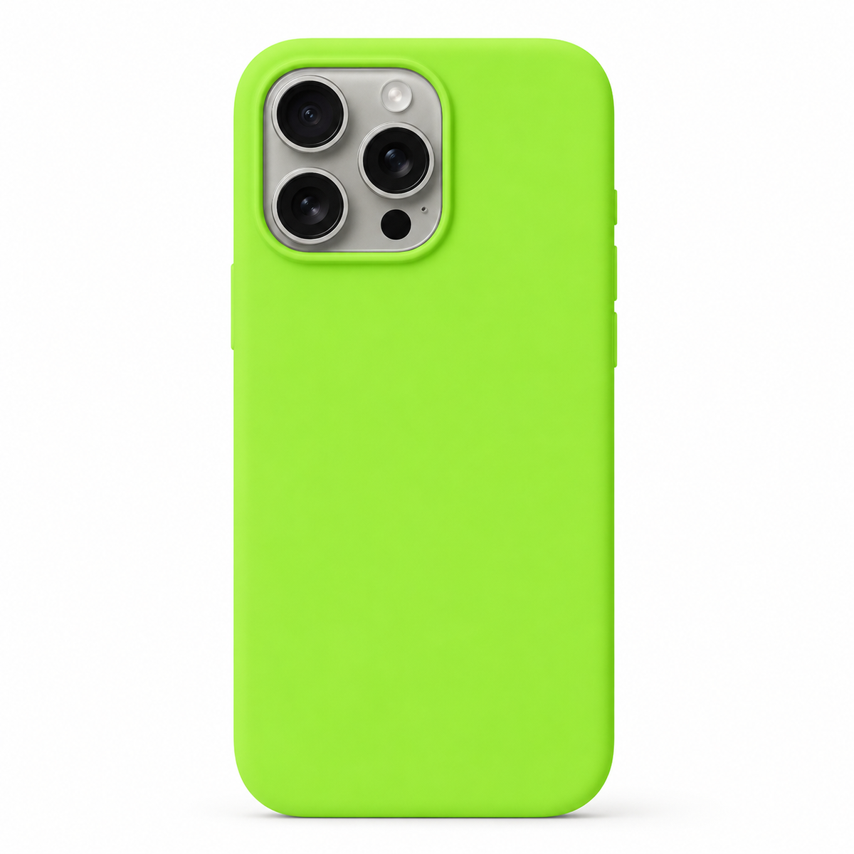 A bright lime green iPhone 14 Pro phone case shown from the back on a clean white background.