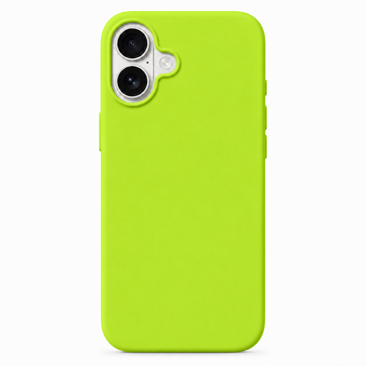 A bright lime green phone case shown from the back on a clean white background.