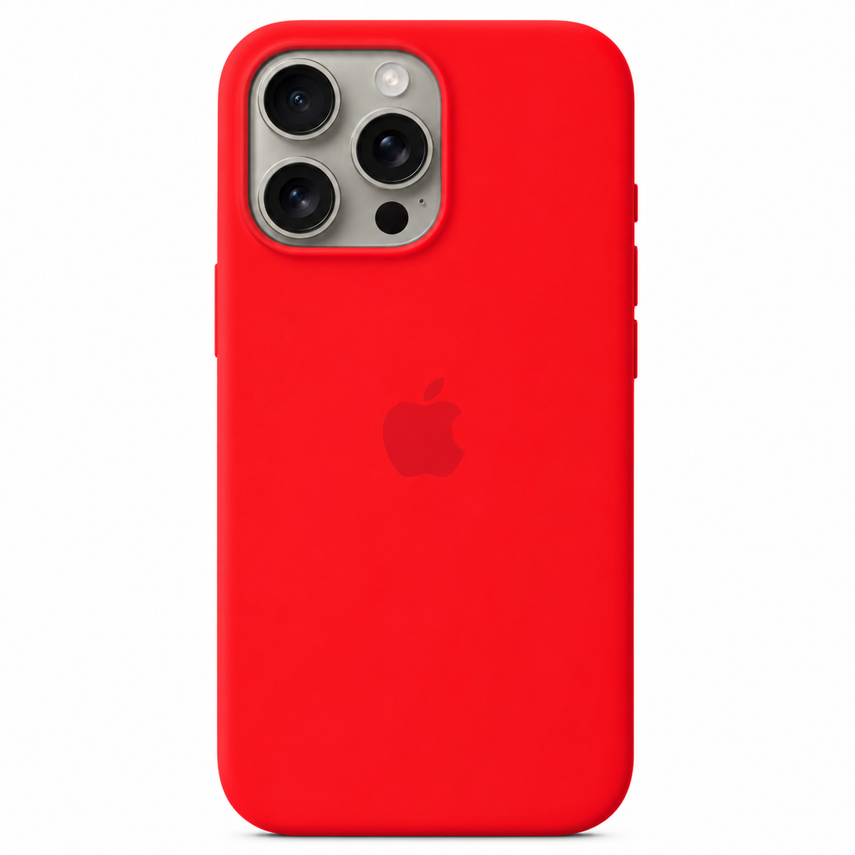Red iPhone 15 Pro case on white background