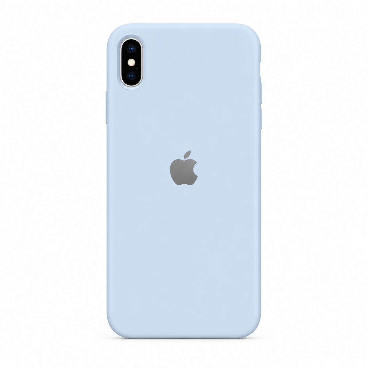 sky iPhone XS silicone case on white background