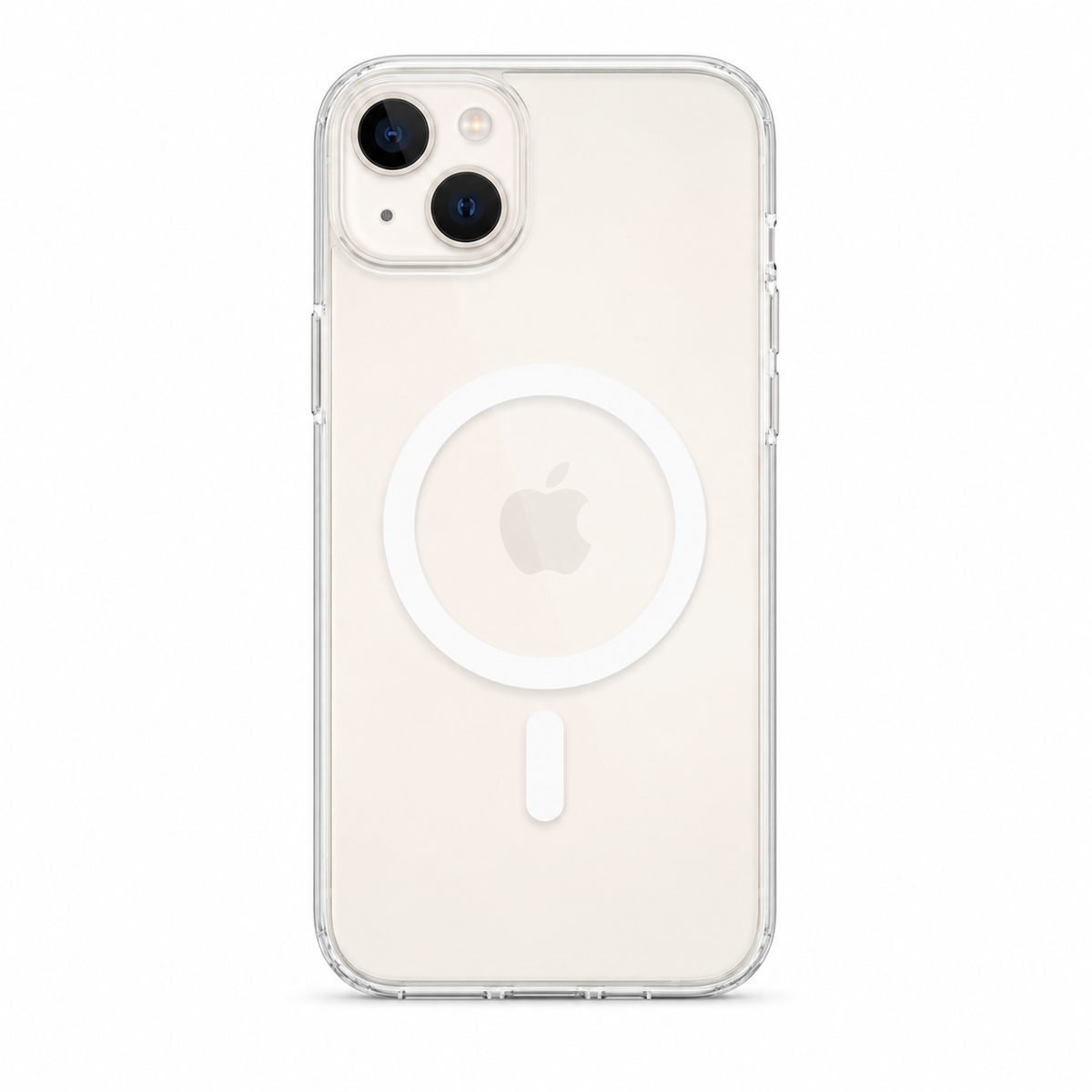 Clear Spigen MagSafe TPU case for iPhone 14 Plus on white background