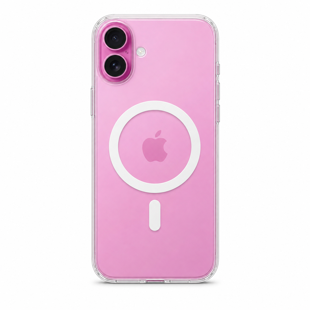 Clear Spigen MagSafe TPU case for iPhone 16 Plus on white background