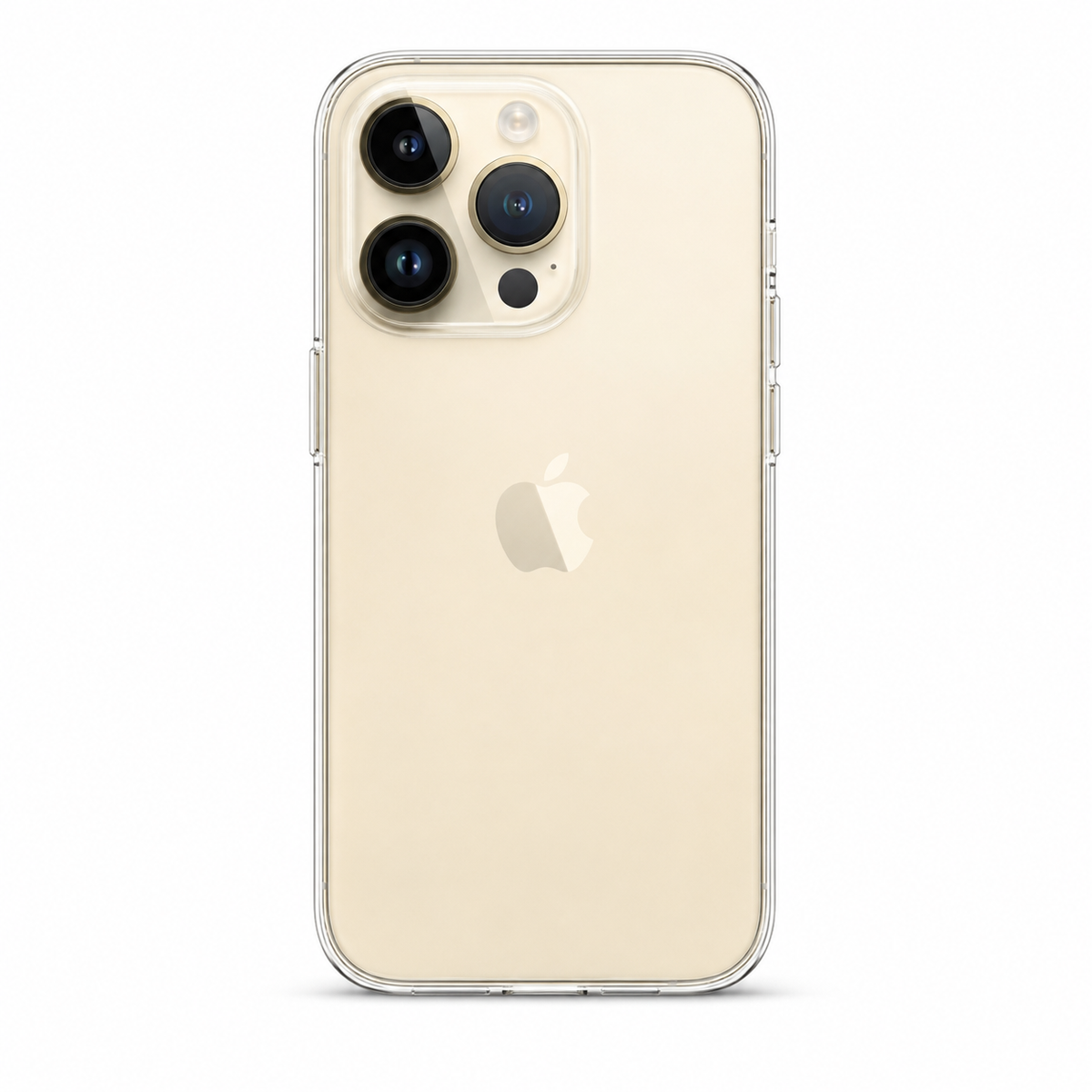Clear Spigen TPU case for iPhone 14 Pro on white background