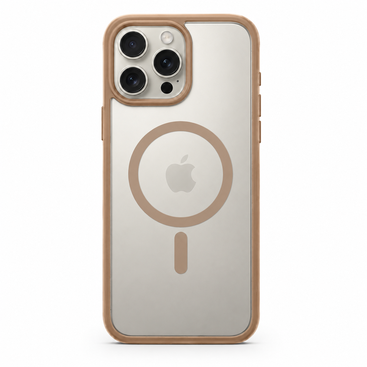 Desert Spigen Ultra Hybrid MagSafe case for iPhone 15 Pro Max on white background