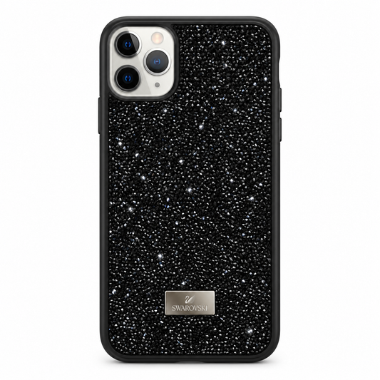 Black Swarovski Glitter Cover for iPhone 11 Pro on white background