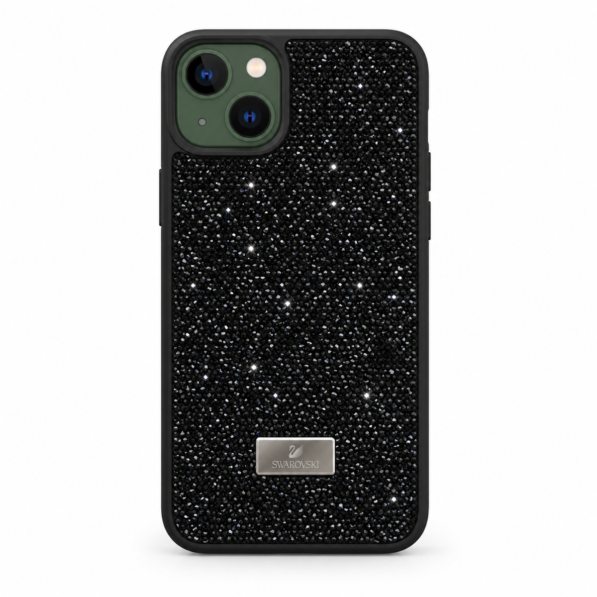 Black Swarovski Glitter Cover for iPhone 13 on white background