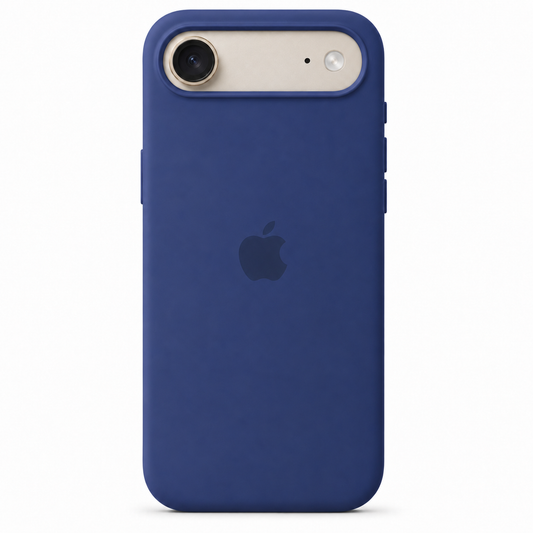 Blue iPhone 17 Air case on white background