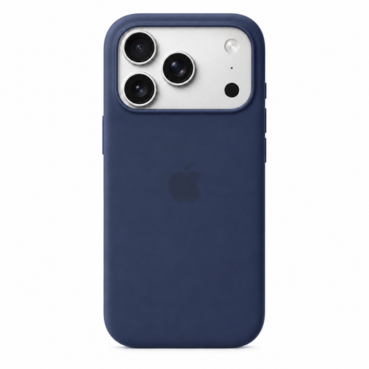 Blue iPhone 17 Pro case on white background