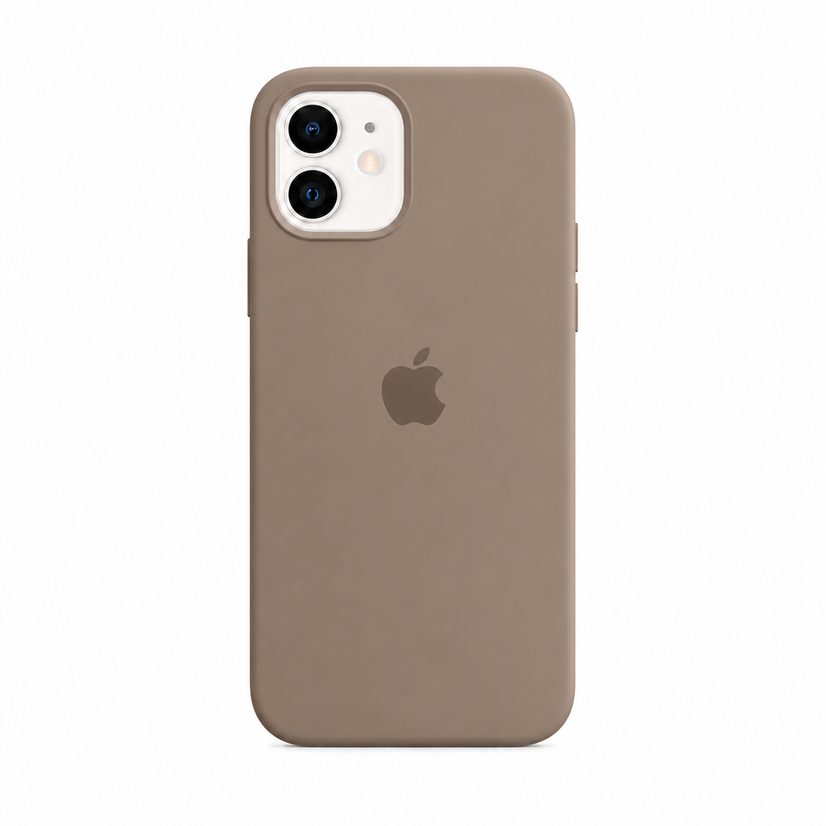 coffee desert case for iphone 11. image has a white background. iphone 11 is inserted in the case. the case has an apple logo on its back 