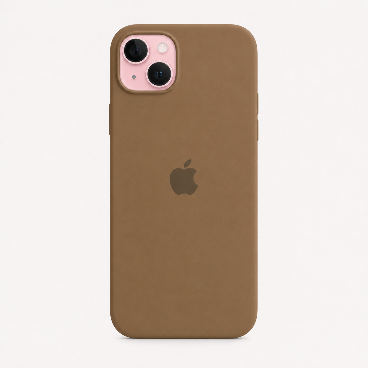 coffee desert iphone 15 plus silicon phone case with whte backgroun