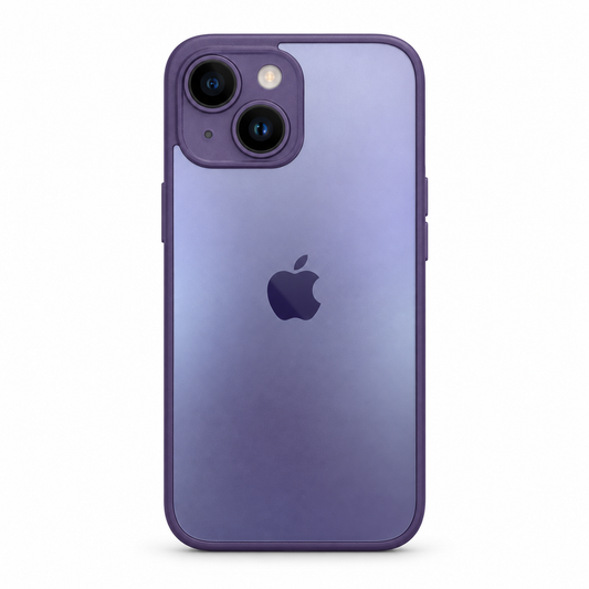 Deep Purple AG Glass Case for iPhone 14 on white background