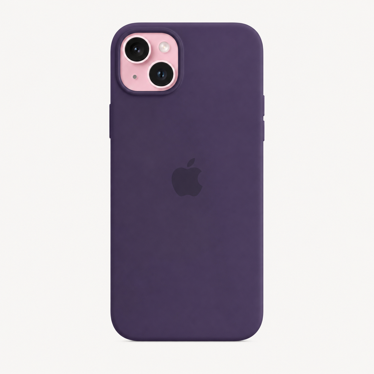deep purple color phone case for iPhone 14 with apple logo and the image has pure white background