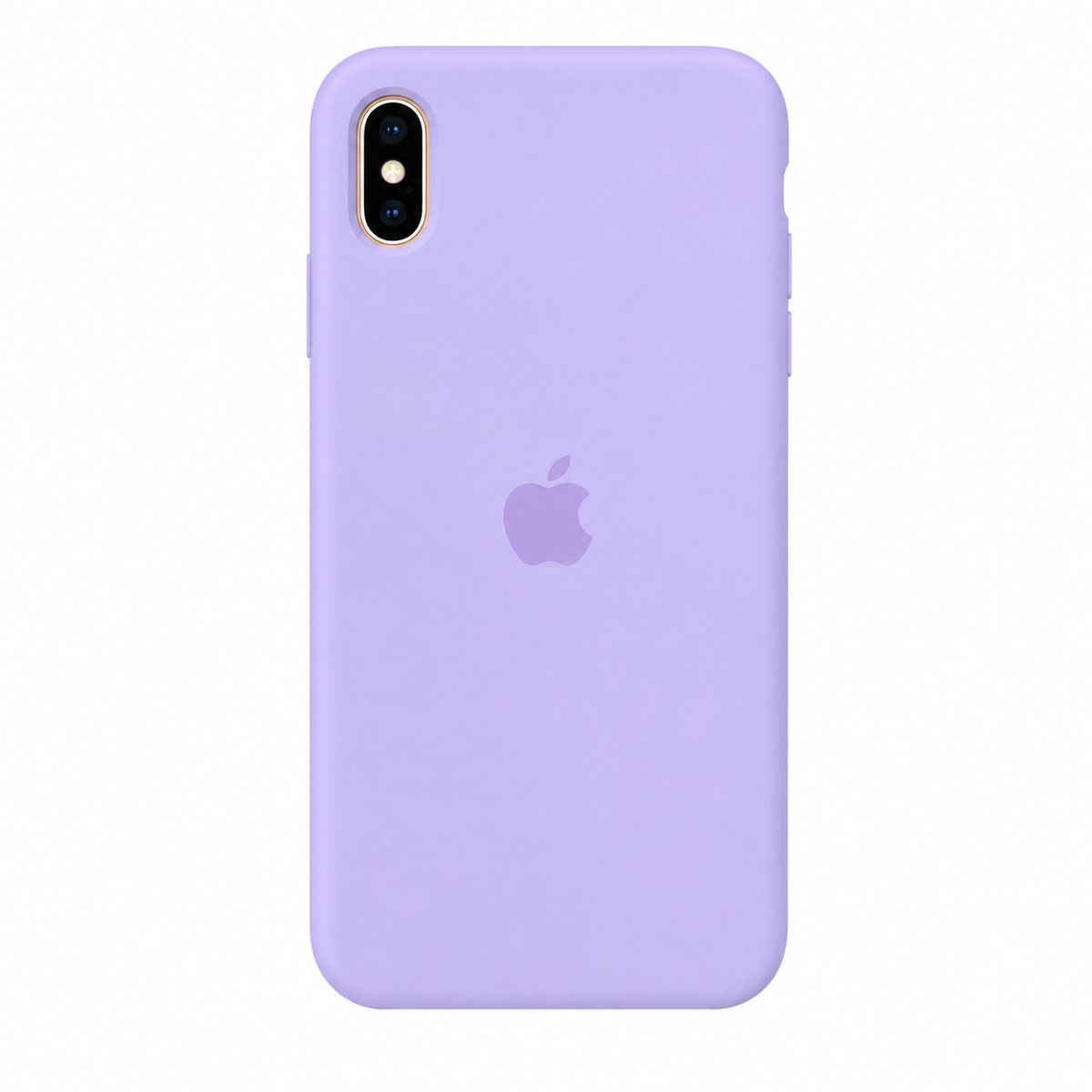A light purple phone case with a matching purple Apple logo, shown on a white background.