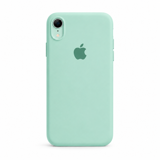mint color iphone xr case with white background
