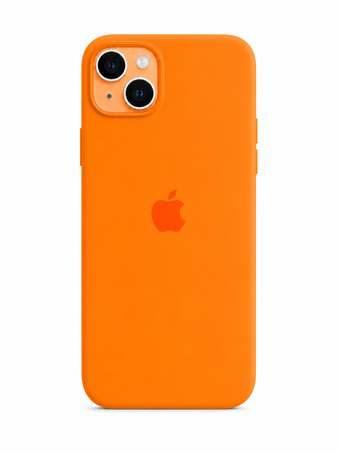 orange silicon case for iphone 15 plus with white background