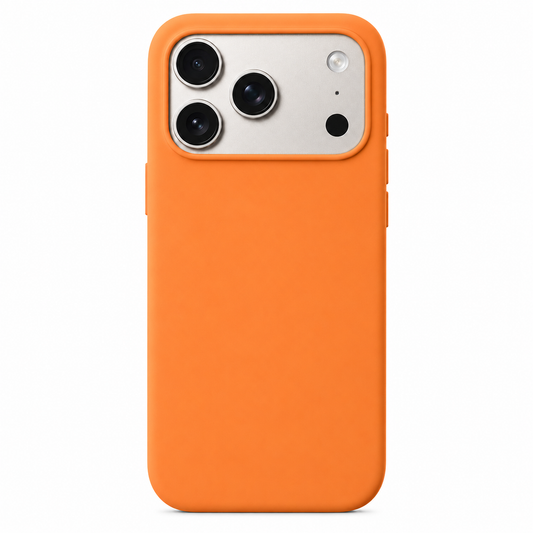 Orange iPhone 17 Pro case on white background
