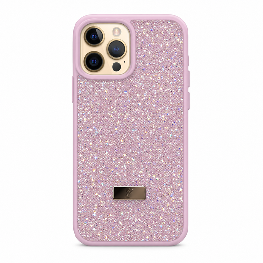 Pink Swarovski Glitter Cover for iPhone 12 Pro on white background