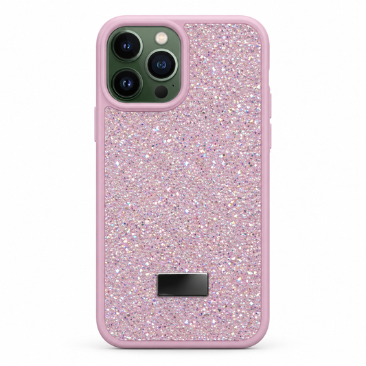 Pink Swarovski Glitter Cover for iPhone 13 Pro on white background