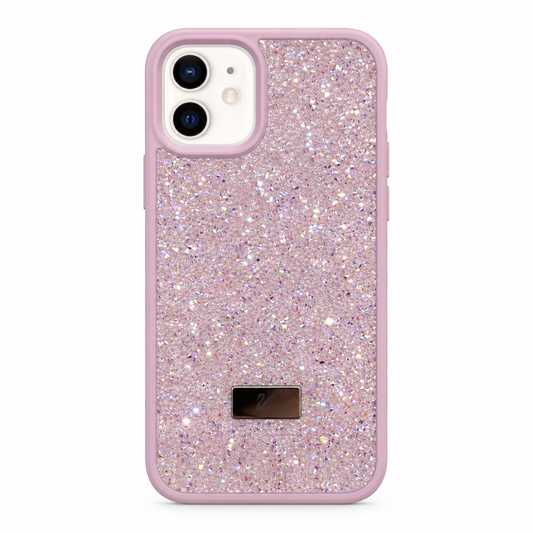 Pink Swarovski Glitter Cover for iPhone 12 on white background