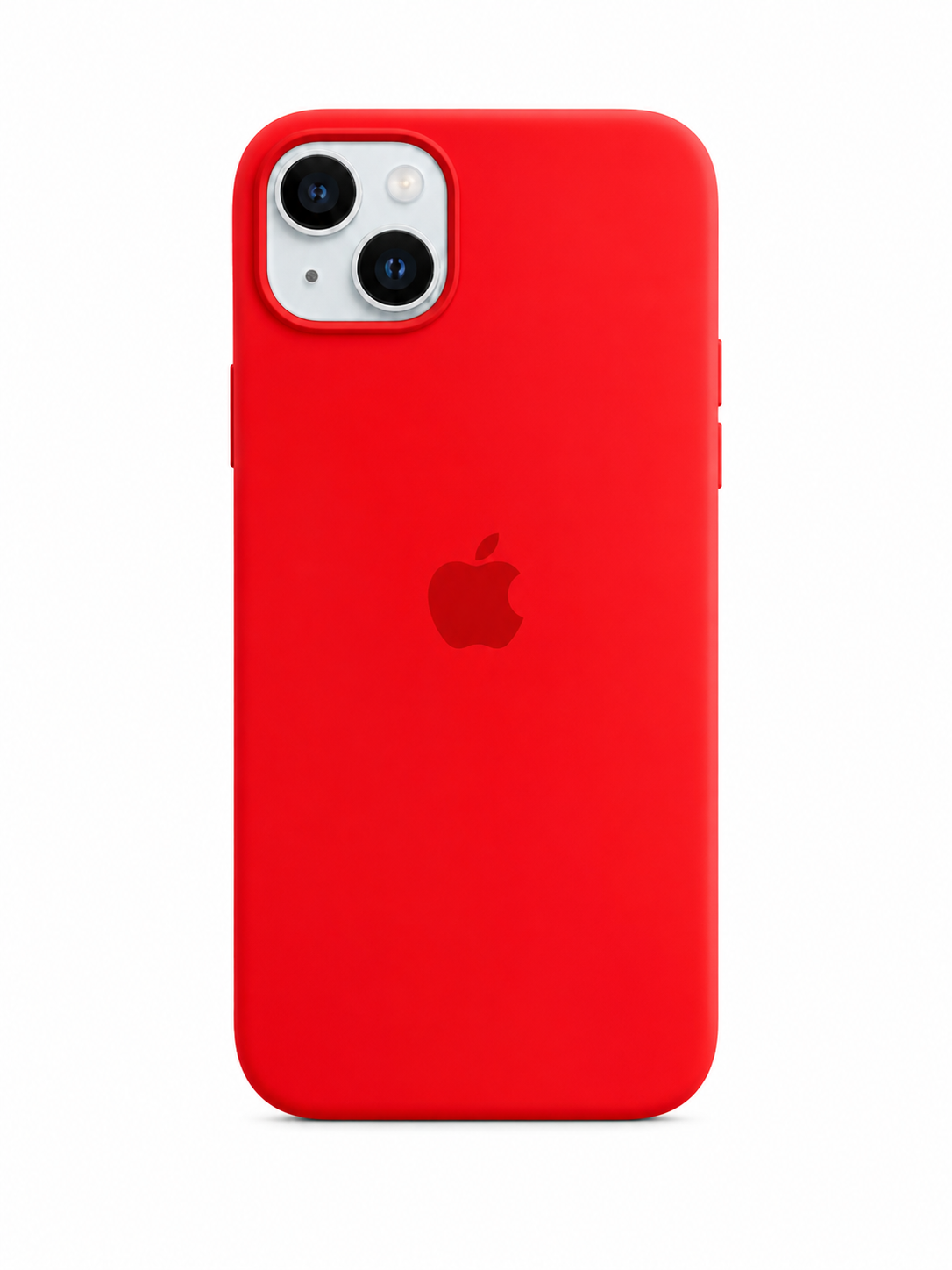red silicon case for iphone 15 plus with white background