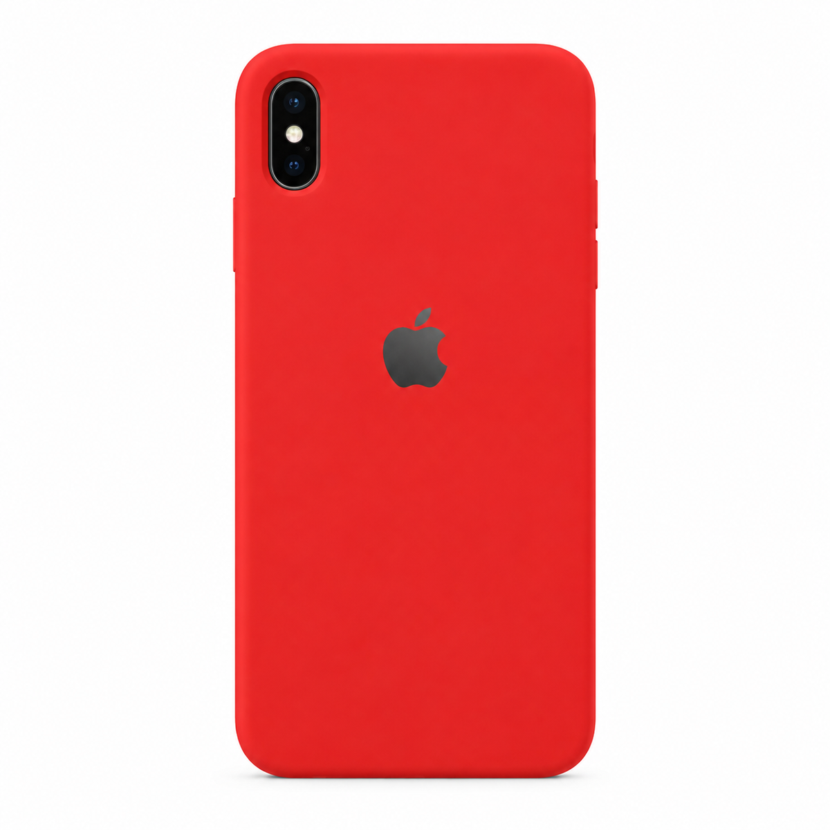 red iPhone XS silicone case on white background