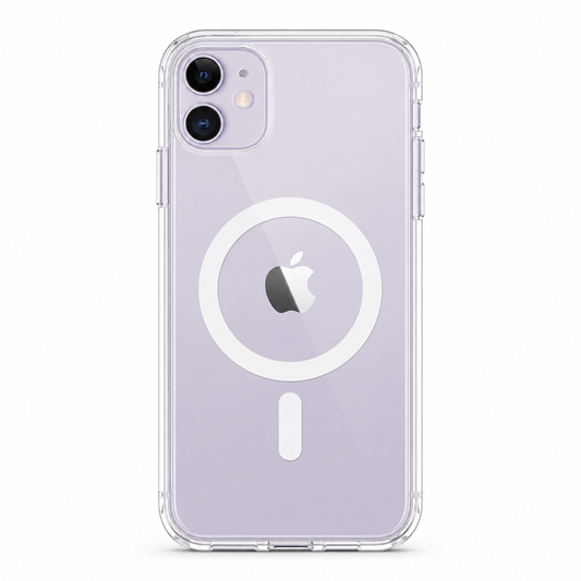 Clear Spigen MagSafe TPU case for iPhone 11 on white background