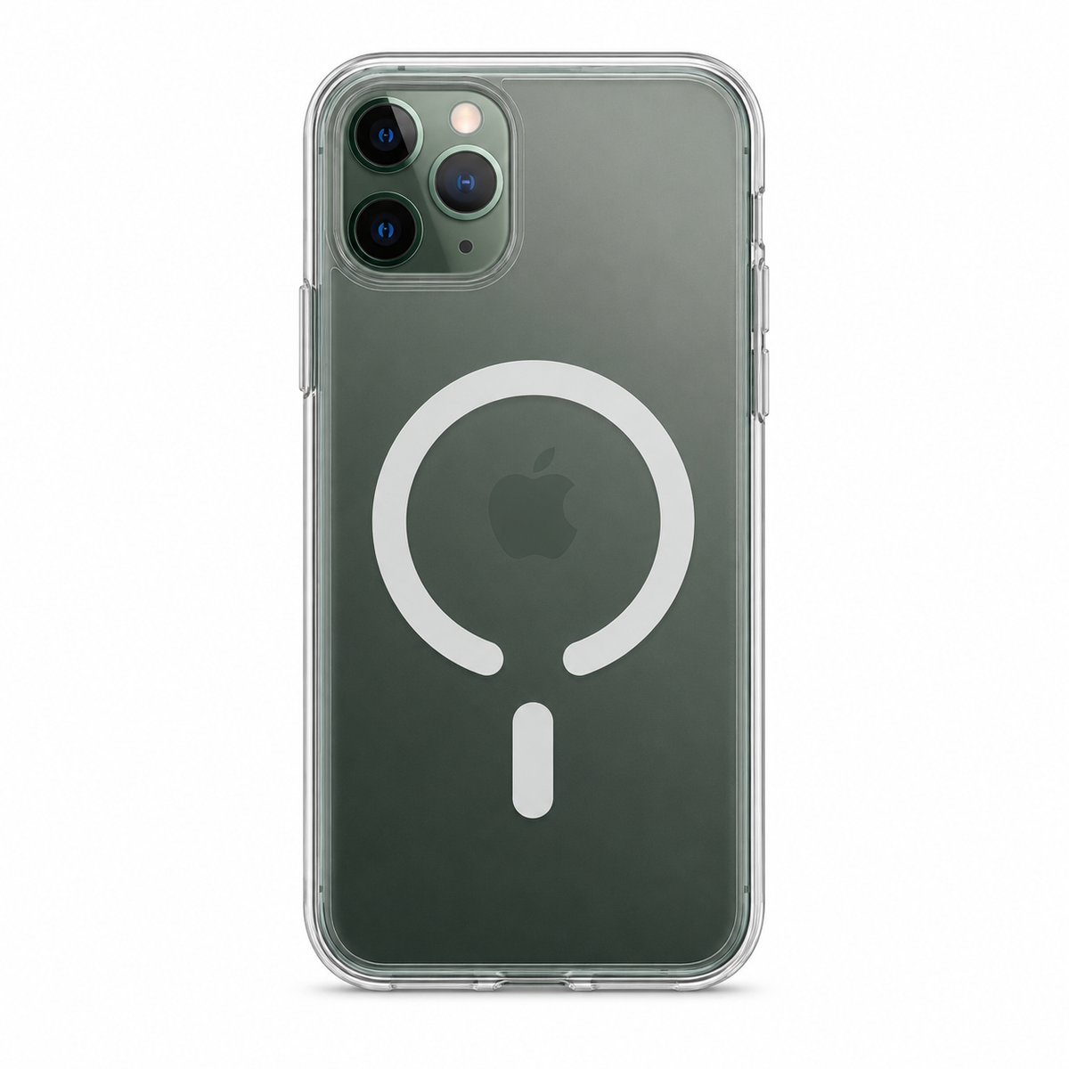 Clear Spigen MagSafe TPU case for iPhone 11 Pro on white background