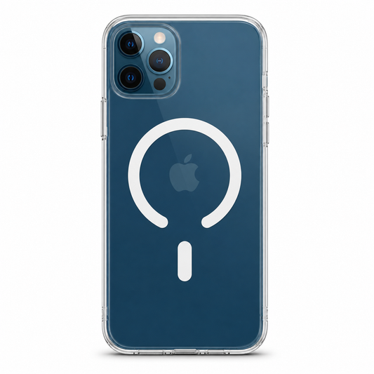 Clear Spigen MagSafe TPU case for iPhone 12 Pro Max on white background