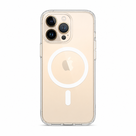Clear Spigen MagSafe TPU case for iPhone 13 Pro on white background