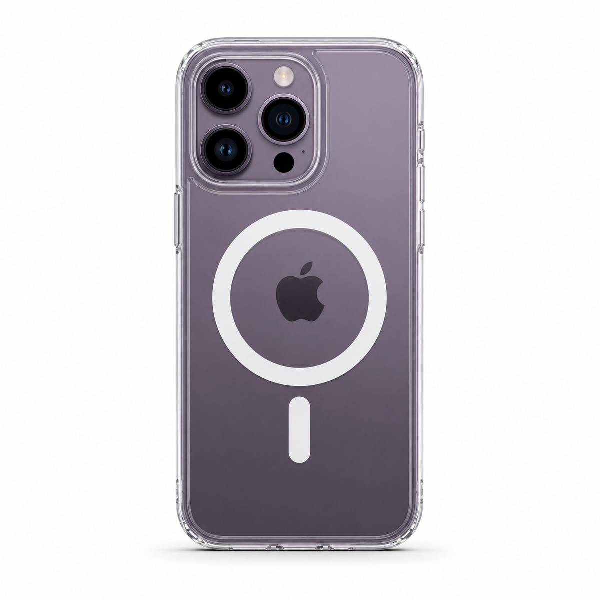 Clear Spigen MagSafe TPU case for iPhone 14 Pro on white background