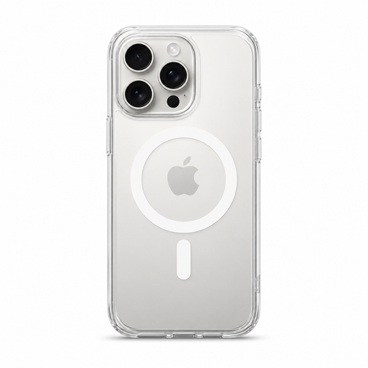 Clear Spigen MagSafe TPU case for iPhone 16 Pro on white background