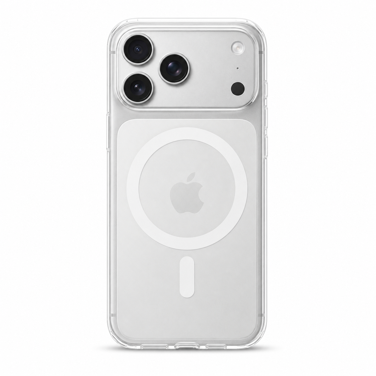 Clear Spigen MagSafe TPU case for iPhone 17 Pro on white background