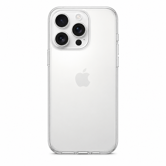 Clear Spigen TPU case for iPhone 16 Pro on white background