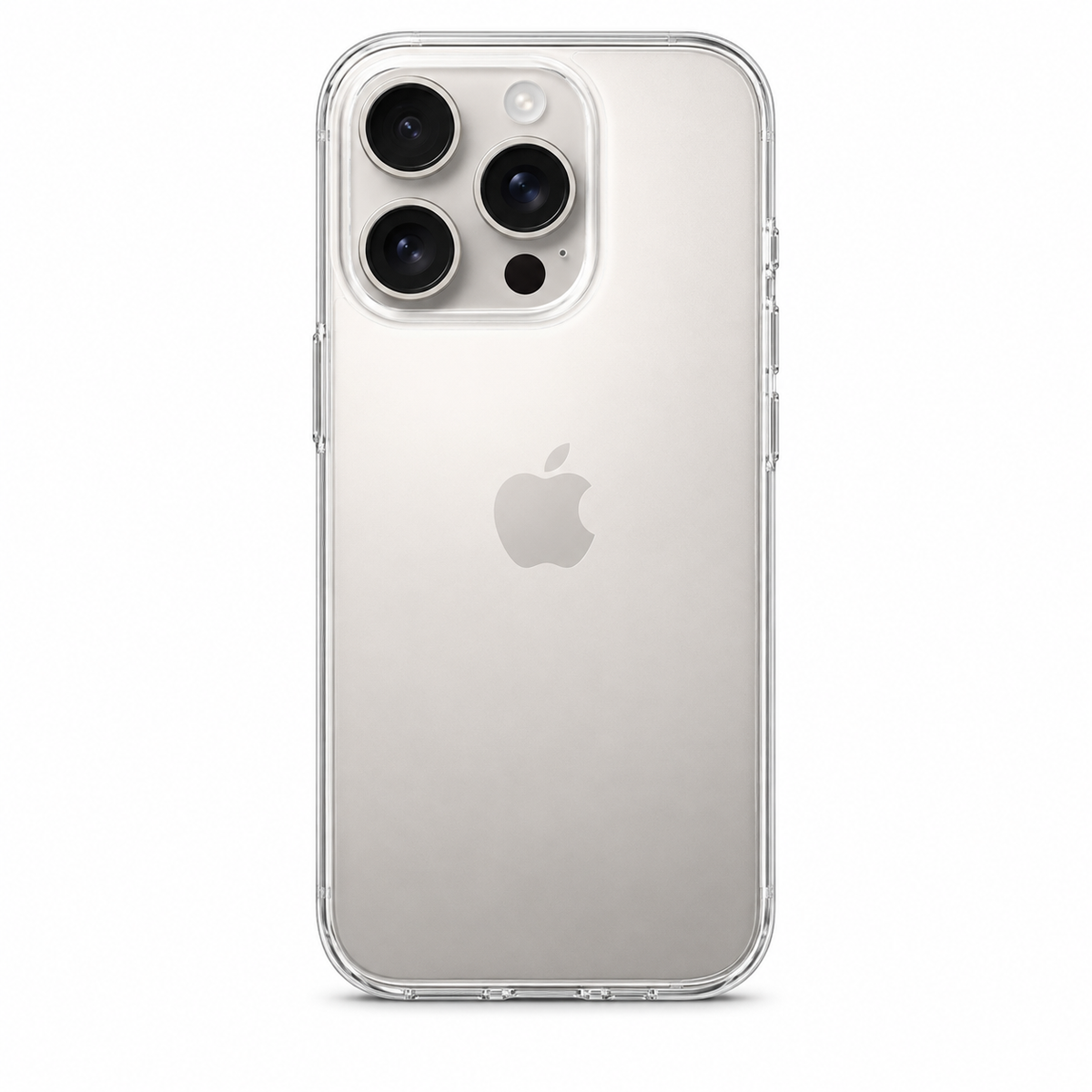 Clear Spigen TPU case for iPhone 16 Pro Max on white background