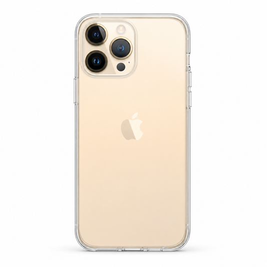 Clear Spigen TPU case for iPhone 13 Pro on white background